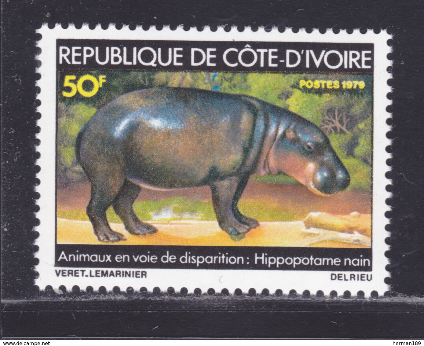 COTE D'IVOIRE N°  488 ** MNH Neuf Sans Charnière, TB (D8942) Animaux En Voie De Disparition, Hippopotame - 1979 - Costa De Marfil (1960-...)