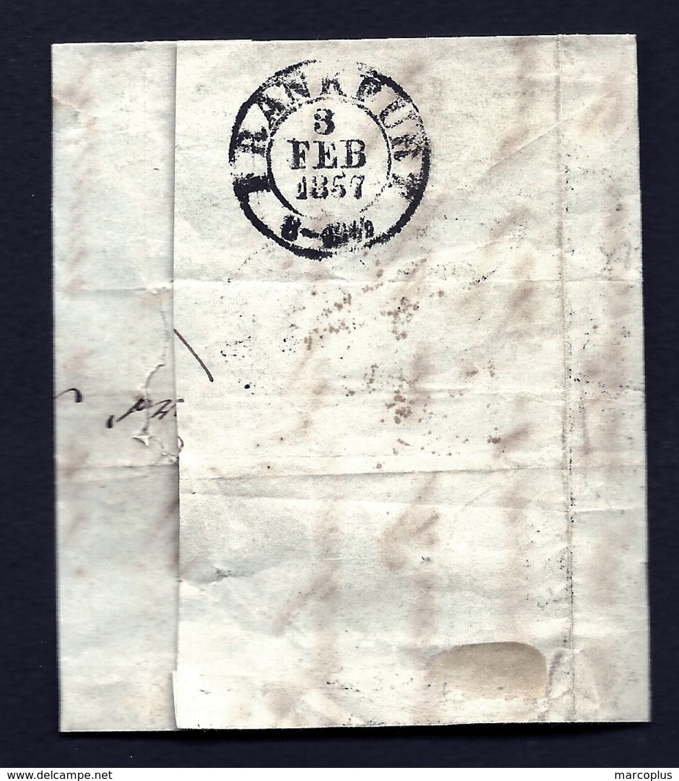 CP 8- LETTRE DE GREIZ ALLEMAGNE POUR LYON- PETIT CAD ALLEMAND DE 1857 + CAD ROUGE AMBULANT DE TOUL A FORBACH- 3 SCANS - 1801-1848: Précurseurs XIX