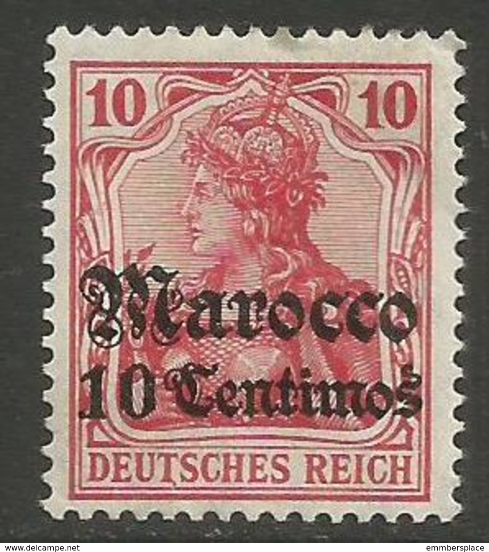 German Offices Morocco - 1906 Germania Overprint  & Surcharge 10c/10pf MLH *  Mi  35 - Morocco (offices)