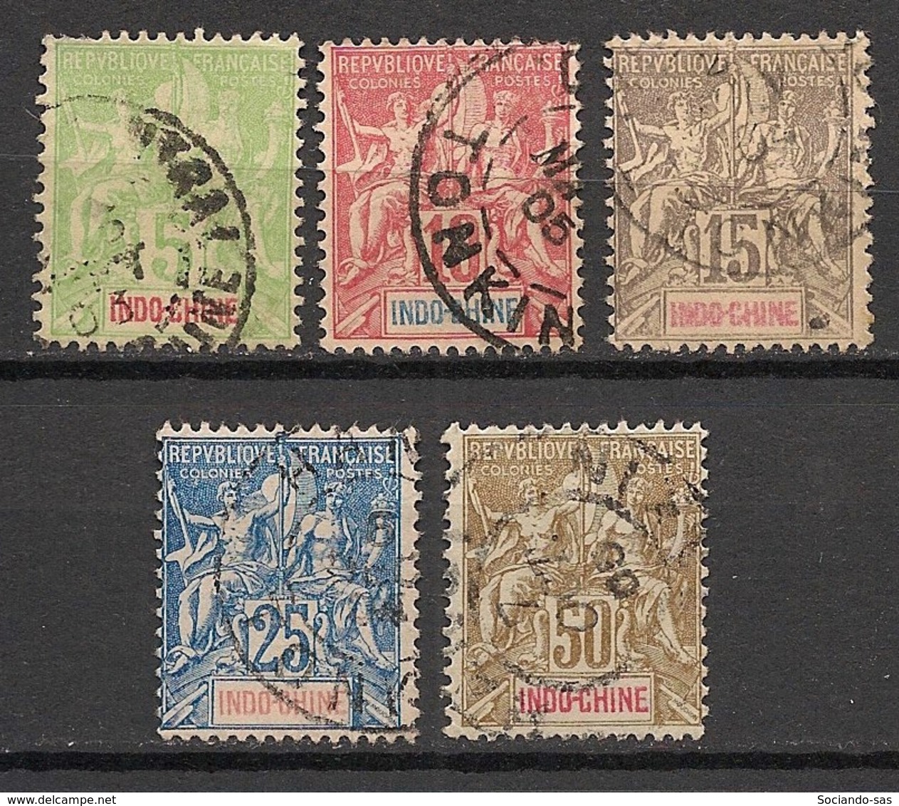 Indochine - 1900 - N°Yv. 17 à 21 - Type Groupe - Série Complète - Oblitérés / Used - Oblitérés