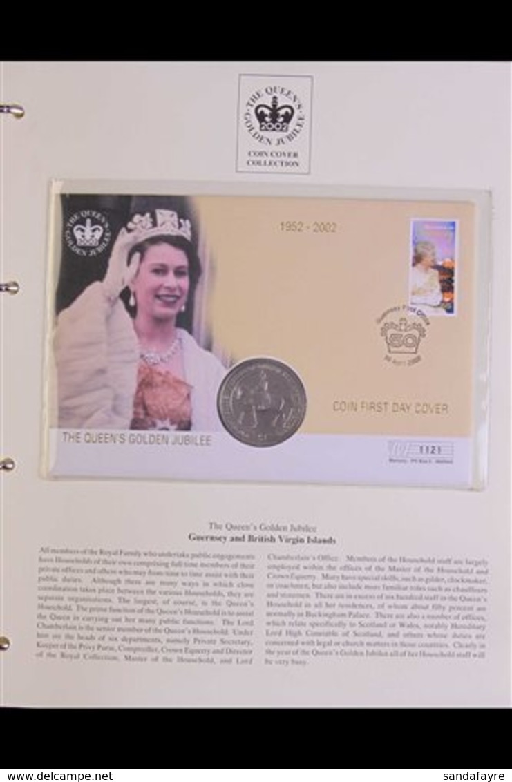 2002 QUEENS GOLDEN JUBILEE COIN COVERS & STAMPS. A Beautiful Collection Of Mercury Coin First Day Covers Plus Regular FD - Otros & Sin Clasificación