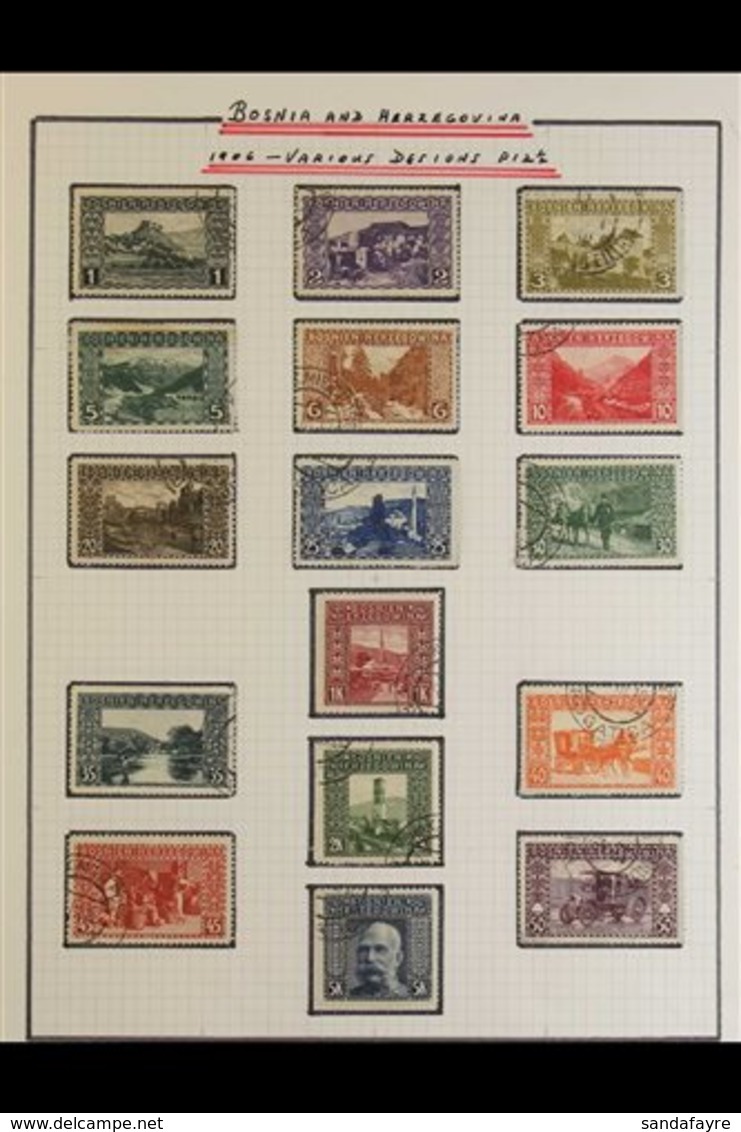BALKANS 1879-1949 COLLECTION In An Album, Mostly All Different Stamps, Includes BOSNIA & HERZEGOVINA 1906 Pictorials Set - Autres & Non Classés
