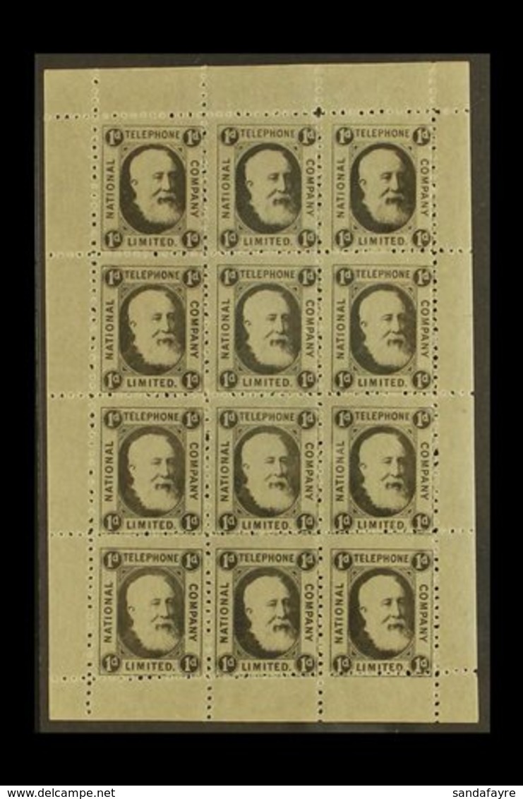 TELEGRAPHS GB 1884 NATIONAL TELEGRAPH COMPANY 1d Black, Col. R.R Jackson, In Complete Sheetlet Of 12 With Margins On All - Autres & Non Classés