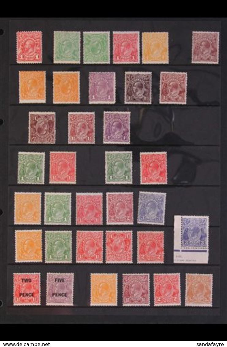 1913-1936 KGV HEADS MINT COLLECTION Presented On A Stock Page That Includes 1913-14 1d, 1914-20 KGV To 4d Including ½d W - Andere & Zonder Classificatie