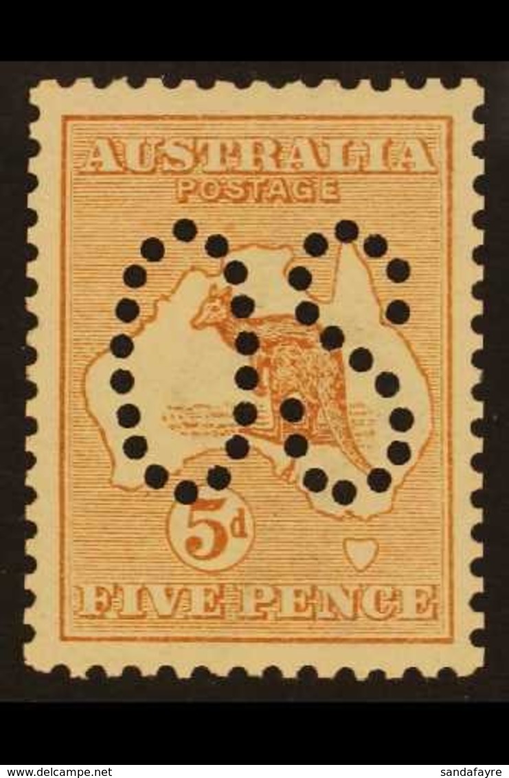 OFFICIAL 1913 5d Chestnut With Large "OS" Puncture, SG O7, Never Hinged Mint, A Beautiful Stamp. For More Images, Please - Other & Unclassified