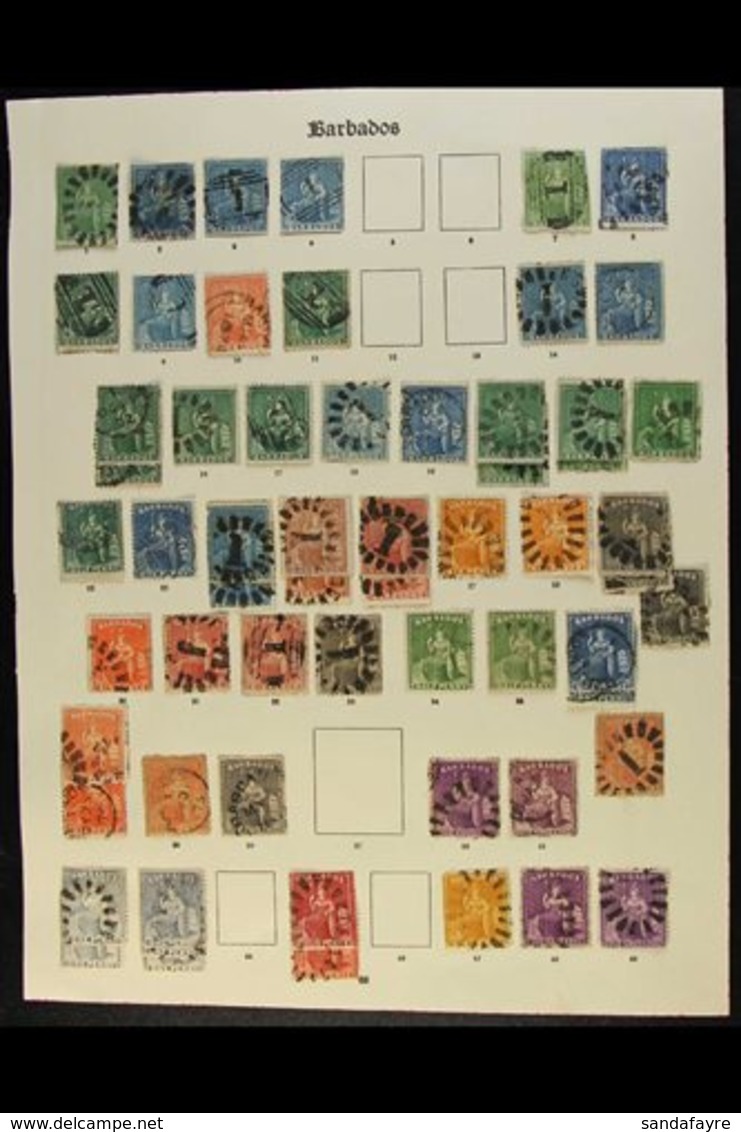 1852-1937 OLD TIME COLLECTION. A Delightful Old Time Mint & Used Collection Presented Haphazardly On Printed "Imperial"  - Barbados (...-1966)