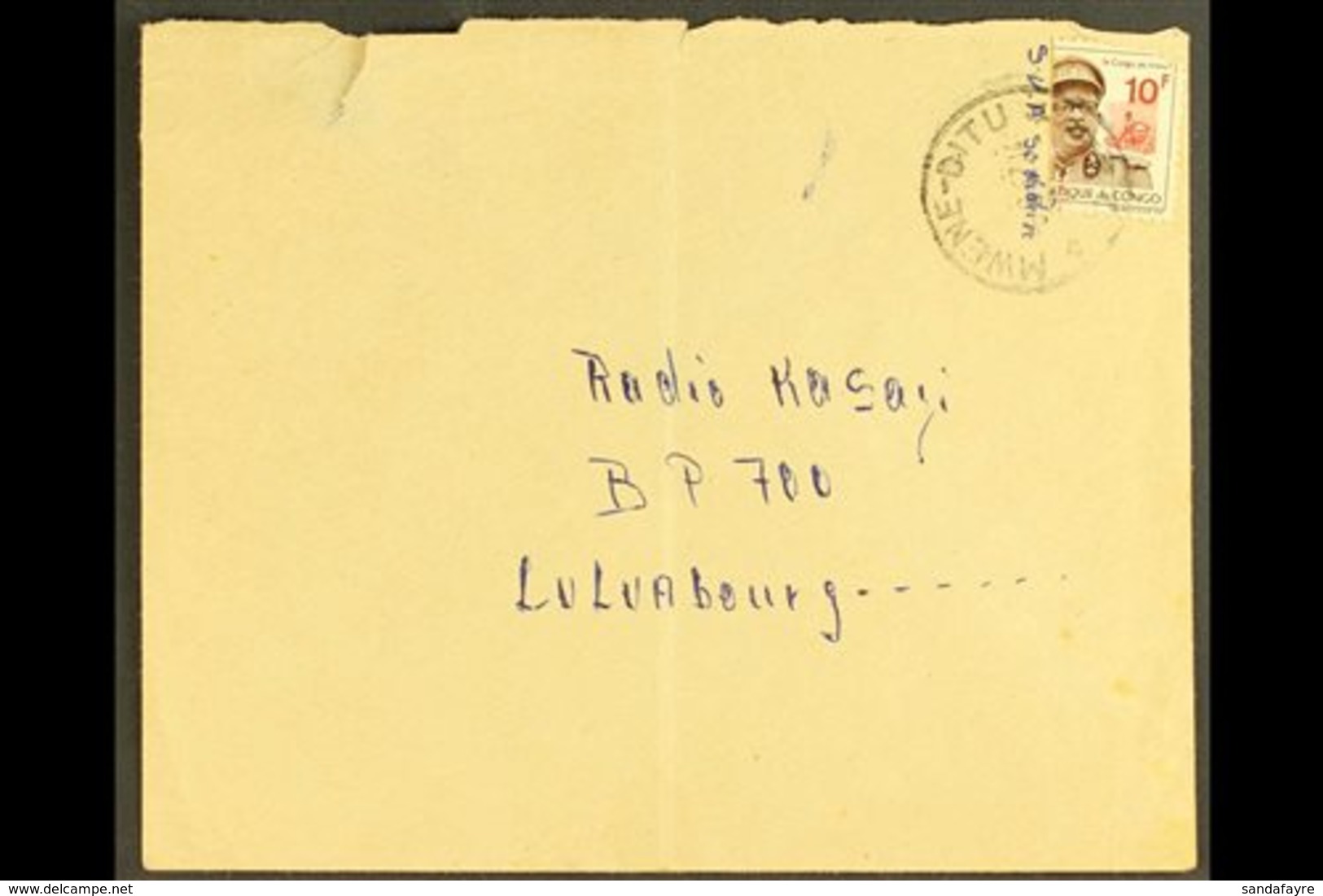 CONGO 1967 (6 Jun) Turned And Reused Env Without Backflap, Sent From Mwene-Ditu To Radio Kasai At Luluabourg Bearing A B - Andere & Zonder Classificatie