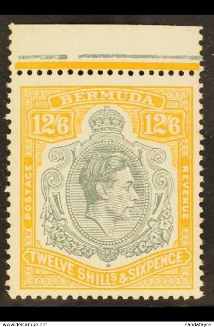 1938-53 12s6d Grey & Pale Orange Perf 13 Chalky Paper Key Type, SG 120e, Never Hinged Mint Upper Marginal Example Showin - Bermudes