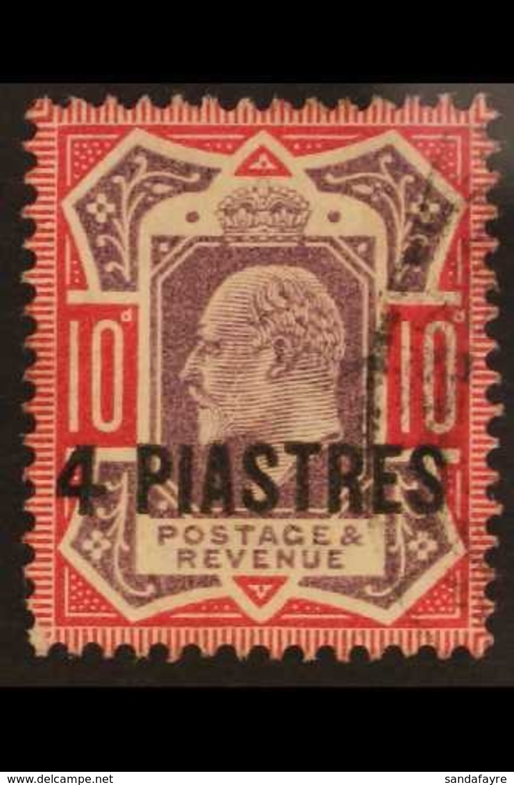 TURKISH CURRENCY 4pi On 10d Dull Reddish Purple And Aniline Pink, SG 31a, Fine Used. For More Images, Please Visit Http: - Levant Britannique
