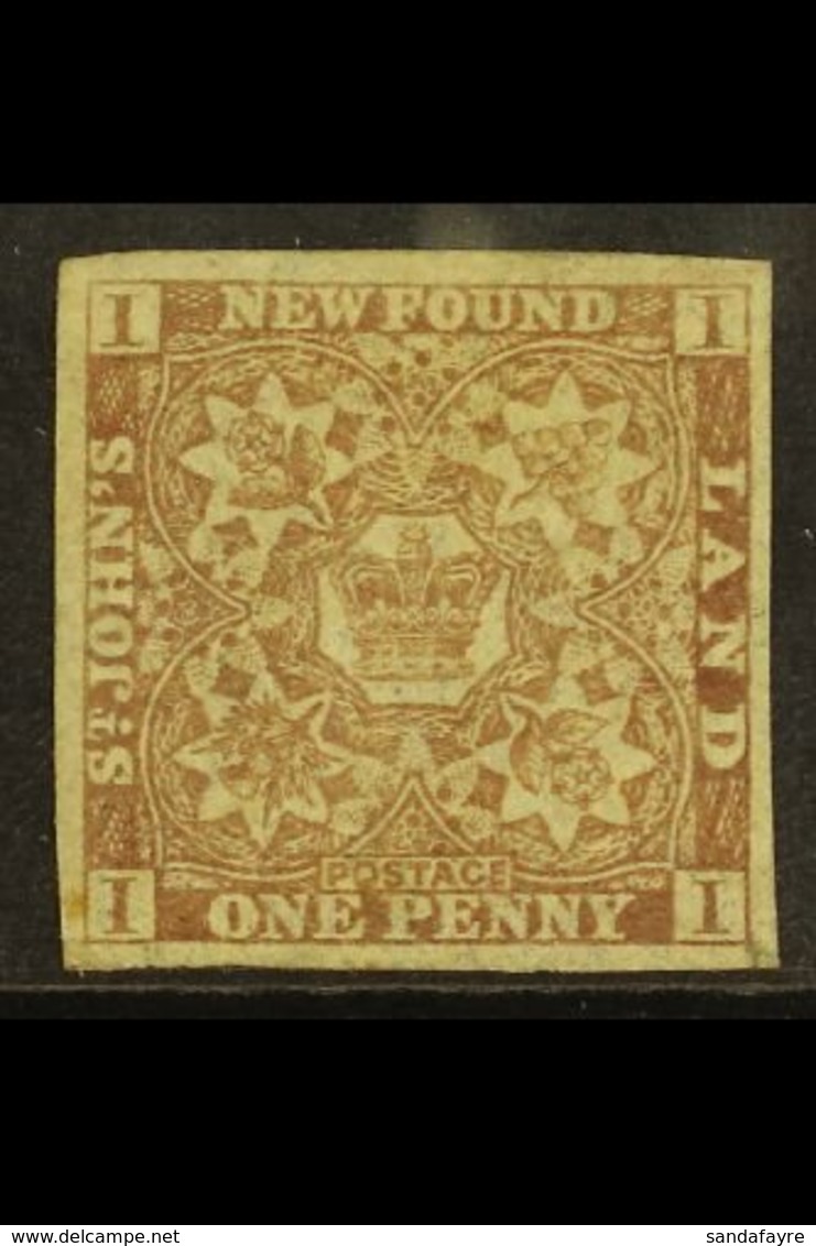 1861-64 1d Chocolate-brown Imperf, SG 16, Lightly Hinged Mint With 4 Good Neat Margins. For More Images, Please Visit Ht - Altri & Non Classificati