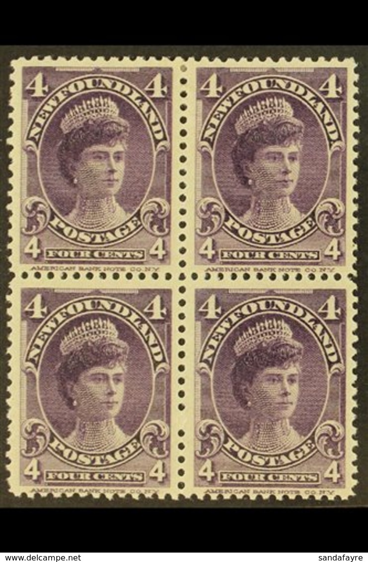 1897-1918 4c Violet Queen Mary, SG 43, A Superb Mint BLOCK OF FOUR, With The Lower Two Stamps Never Hinged. An Attractiv - Andere & Zonder Classificatie