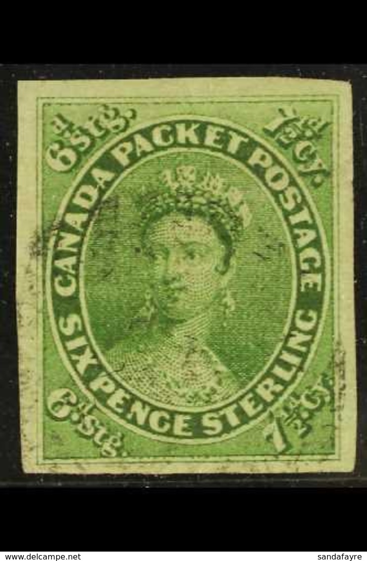 1852 7½d Yellow Green, SG 12, Very Fine Used With Large To Very Large Margins All Round, Full Even Colour And Light Canc - Andere & Zonder Classificatie