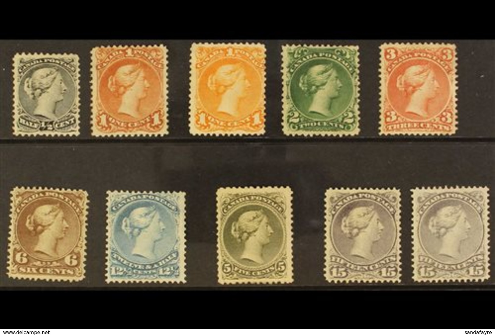 1868 - 90 MINT "LARGE QUEEN" SELECTION Fresh And Attractive Group With ½c Grey Black, 1c Red Brown, 1c Orange Yellow, 2c - Autres & Non Classés