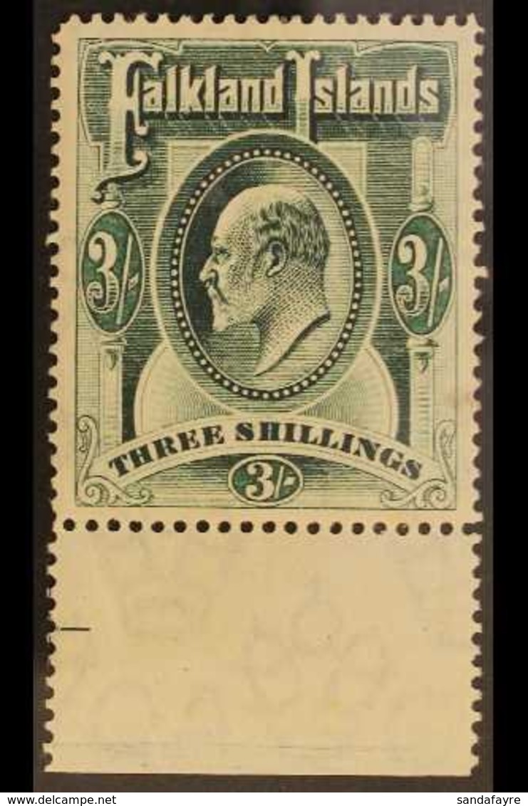 1904 3s Green Ed VII, SG 49, Very Fine Marginal Mint. For More Images, Please Visit Http://www.sandafayre.com/itemdetail - Falklandeilanden