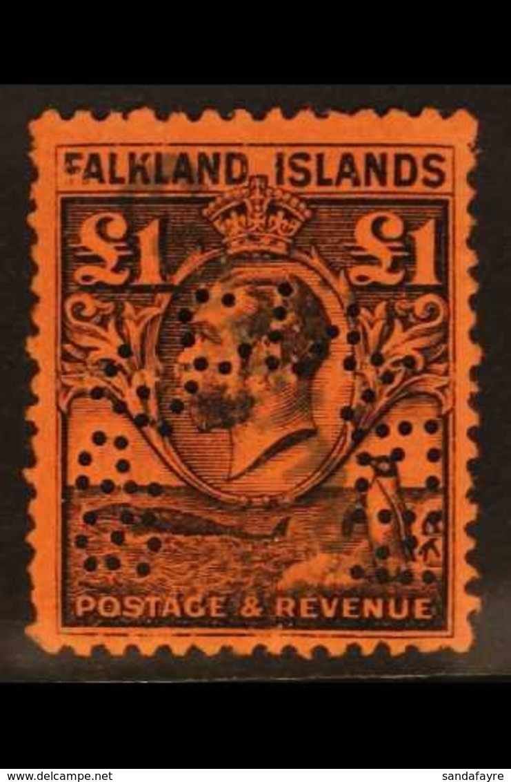 1929 £1 Black And Red "Whale And Penguins", SG 126, Perforated "Specimen", Also Overprinted Diagonally "Especimen" From  - Falkland