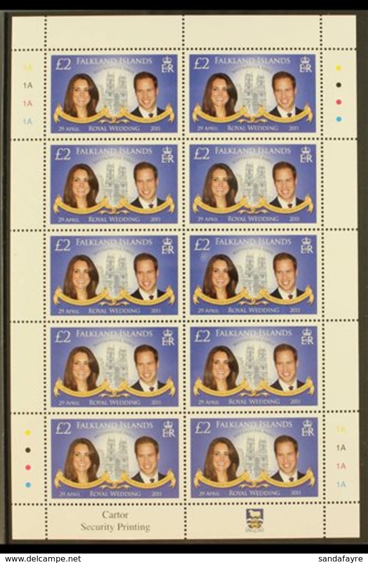 2011 Royal Wedding £2 Multicoloured, SG 1193, Sheetlet Of 10 Stamps, NHM (1 Sheetlet) For More Images, Please Visit Http - Falklandeilanden