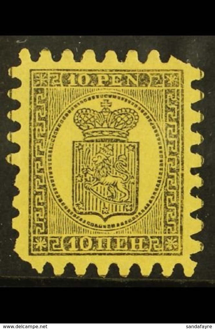 1871 10p Black/yellow, Wove Paper, Type II Serpentine Roulette, SG 58, Mint, Part OG With 2 Blunt Corners For More Image - Autres & Non Classés
