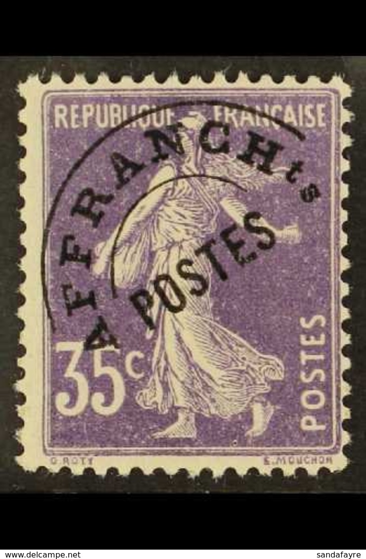 PRECANCELS (PREOBLITERES) 1922-47 35c Violet (Sower/full Background), Yvert 62, Never Hinged Mint For More Images, Pleas - Andere & Zonder Classificatie