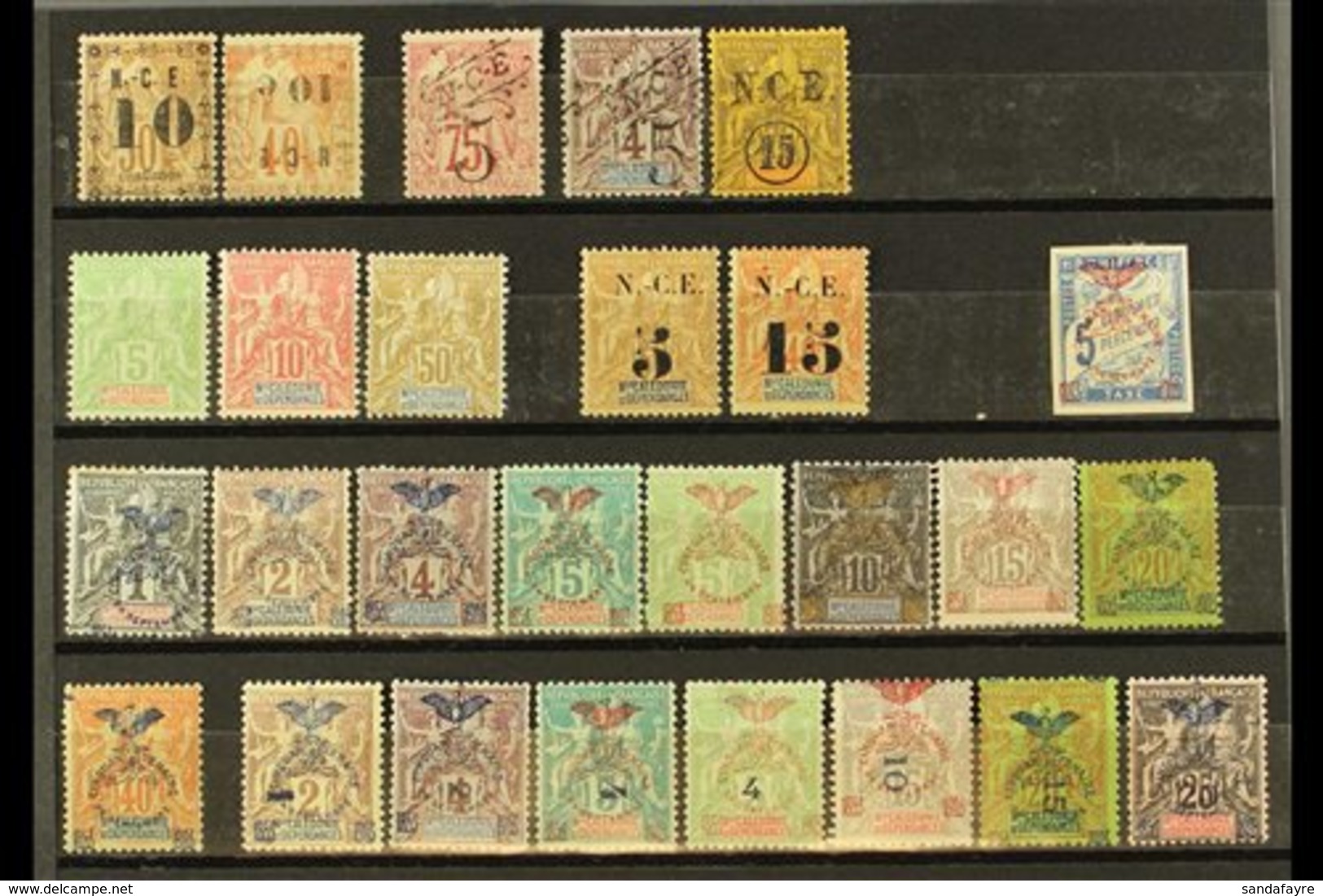 NEW CALEDONIA 1891-1904 Mint Selection On A Stockcrad, Includes 1891-92 10c On 30c & 10c On 40c, 1892-93 5c On 75c, 1900 - Autres & Non Classés