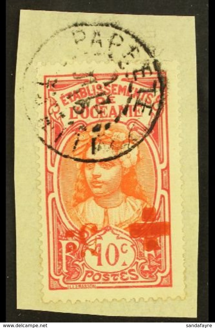 OCEANIA 1915-16 10c + 5c Orange & Carmine Red Cross (bar Under "c") SURCHARGE INVERTED Variety (Yvert 41a, SG 40a), Very - Andere & Zonder Classificatie