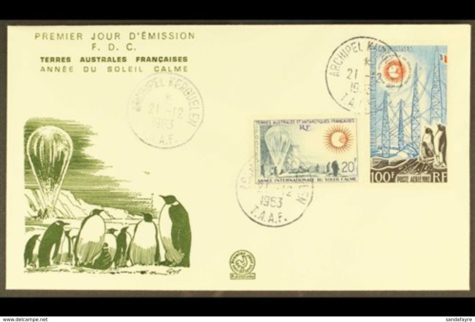 T.A.A.F. 1963 Quiet Sun Year On Illustrated First Day Cover, Yvert 21 & Airmail 7, Light Crease On Front, Clear Of Stamp - Altri & Non Classificati
