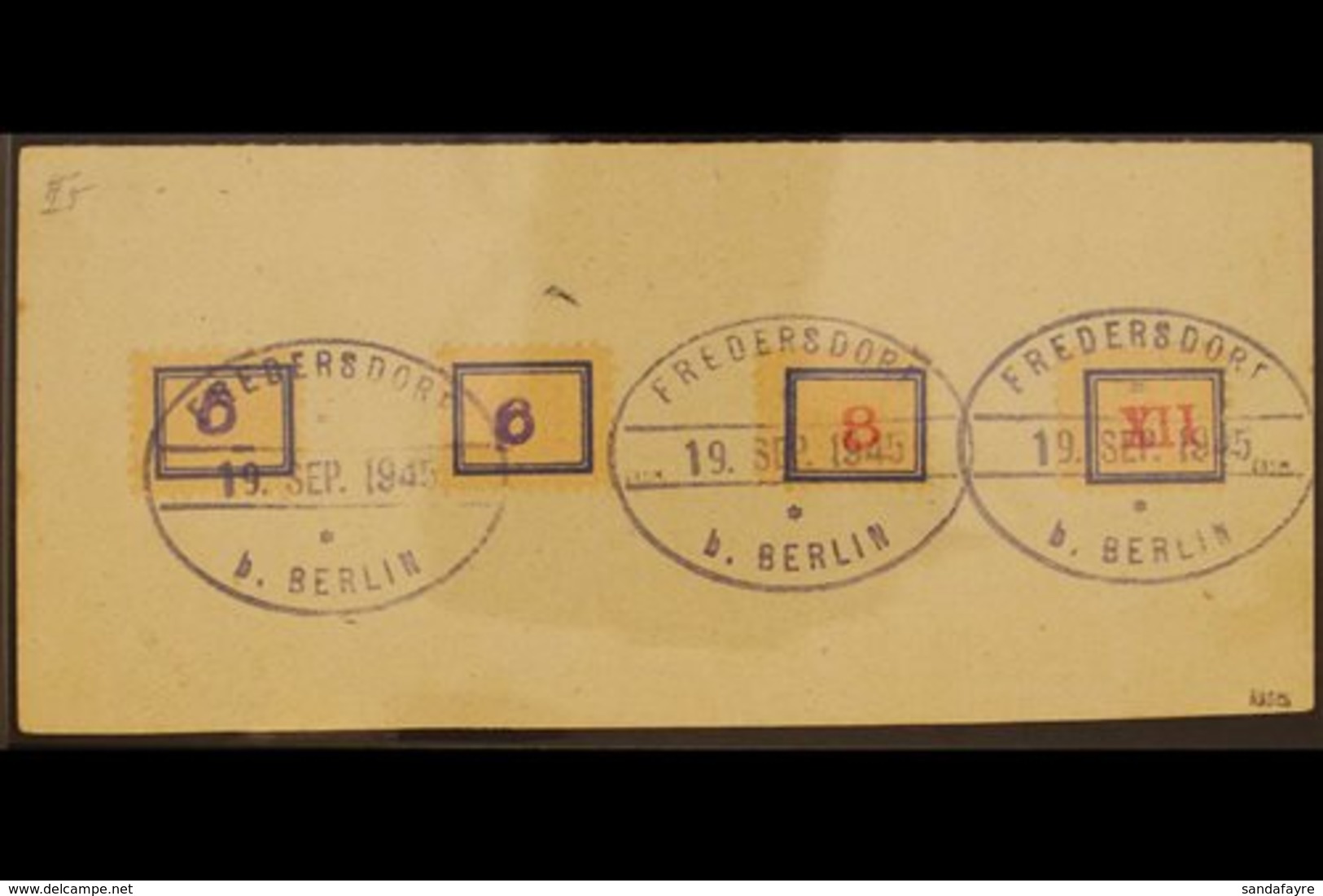 FREDERSDORF 1945 (June) Local Labels Frame Size 16x13 Mm Without "F.M" And Without Initials Complete Set, Michel Sp 116a - Autres & Non Classés