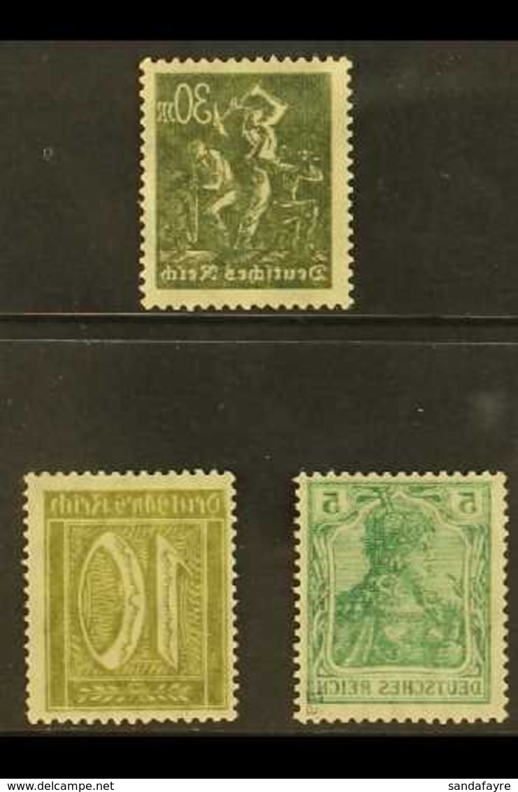 1915-1922 OFFSETS An Interesting Group Of Three Stamps With Superb Complete OFFSETS Of The Design On Reverse, Includes 5 - Andere & Zonder Classificatie