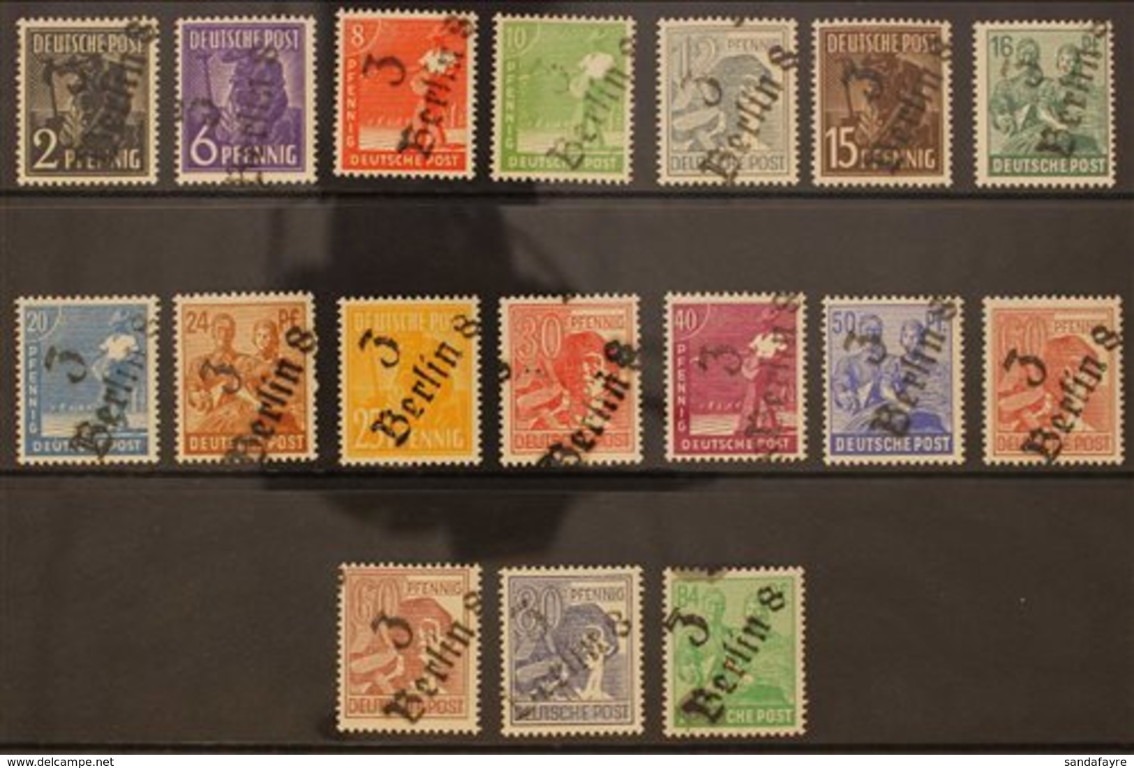 RUSSIAN ZONE GENERAL ISSUES 1948 Workers Complete Set Incl Both 60pf Values All With "3 / Berlin 8" Local District Hands - Andere & Zonder Classificatie