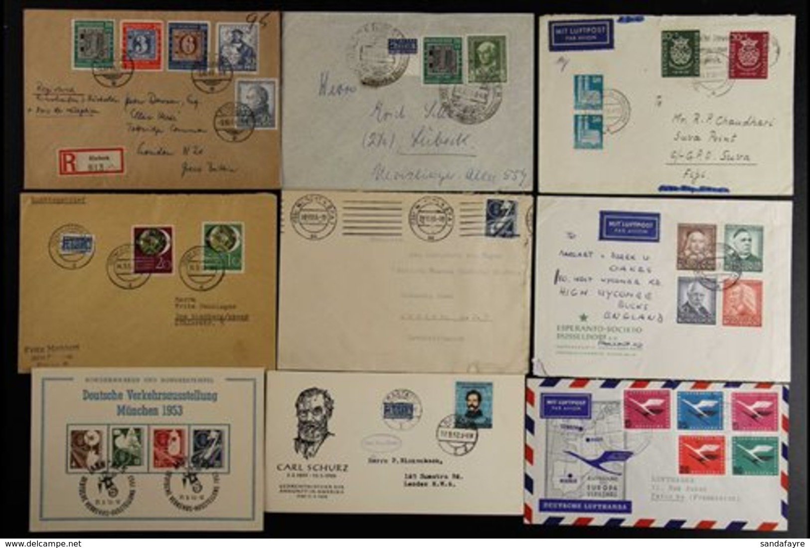 1949-1955 BETTER COVERS Includes 1949 Centenary Set On Registered Cover, 1949 10pf Centenary & 10pf Relief On Cover, 195 - Autres & Non Classés