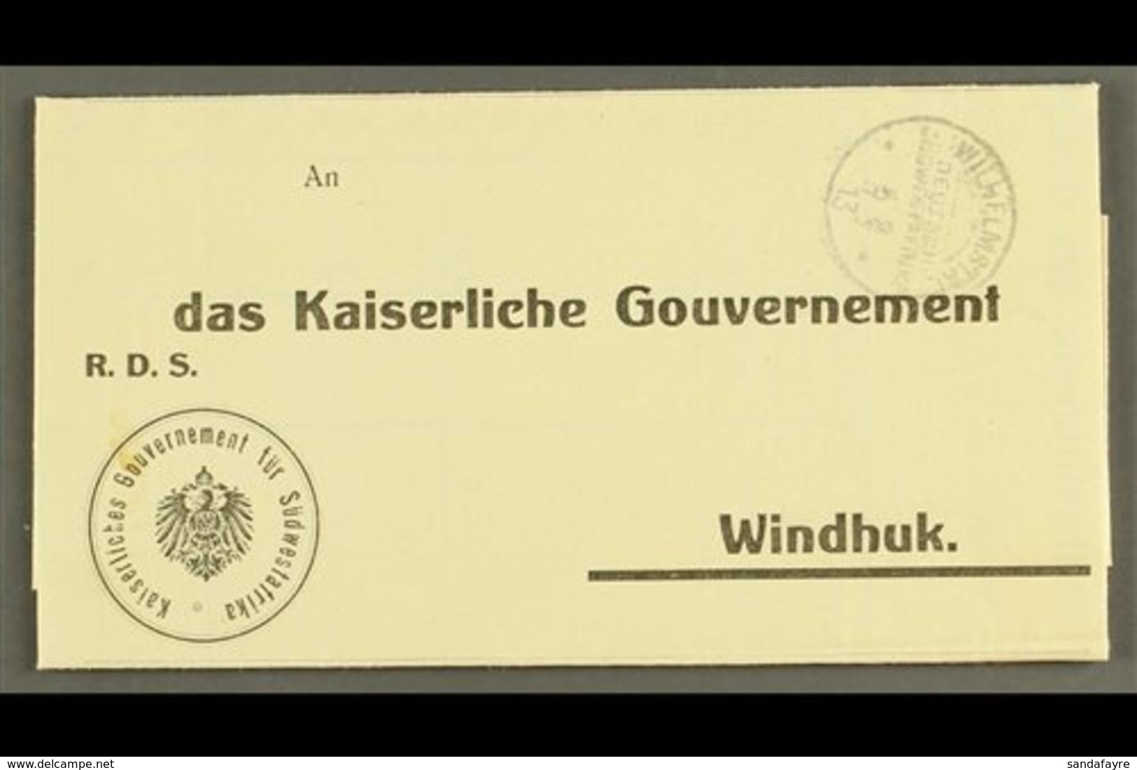 SOUTH WEST AFRICA 1913 (5 Aug) Official Government  Printed Meteorological Report For July 1913, Addressed To Windhuk, A - Andere & Zonder Classificatie