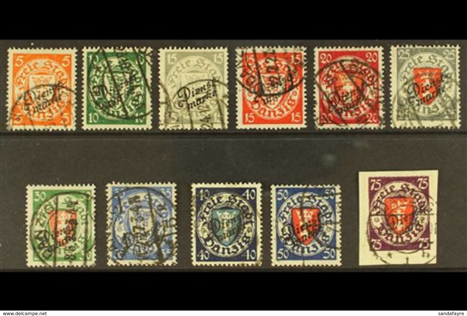 OFFICIALS 1924-25 Complete Set With Diagonal Script Overprints, Michel 41/51, Very Fine Used, The 75pf Expertised OECHSN - Andere & Zonder Classificatie