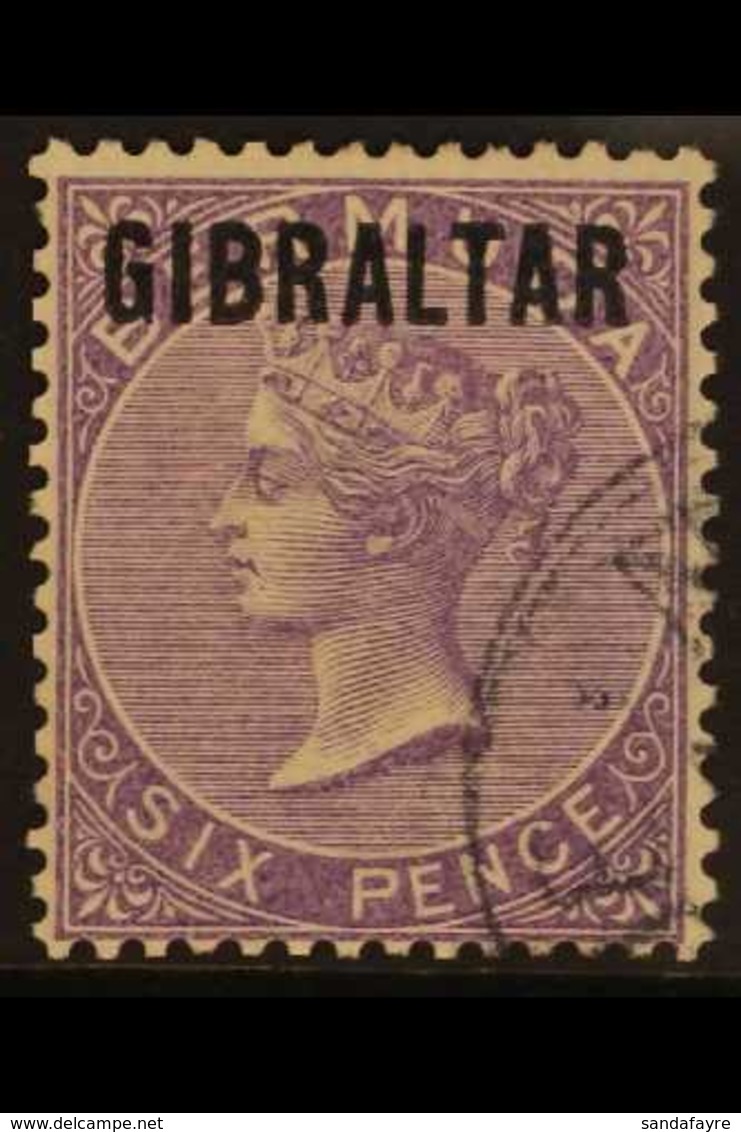 1886 Bermuda Opt'd "GIBRALTAR" 6d Deep Lilac, SG 6, Very Fine Used For More Images, Please Visit Http://www.sandafayre.c - Gibraltar