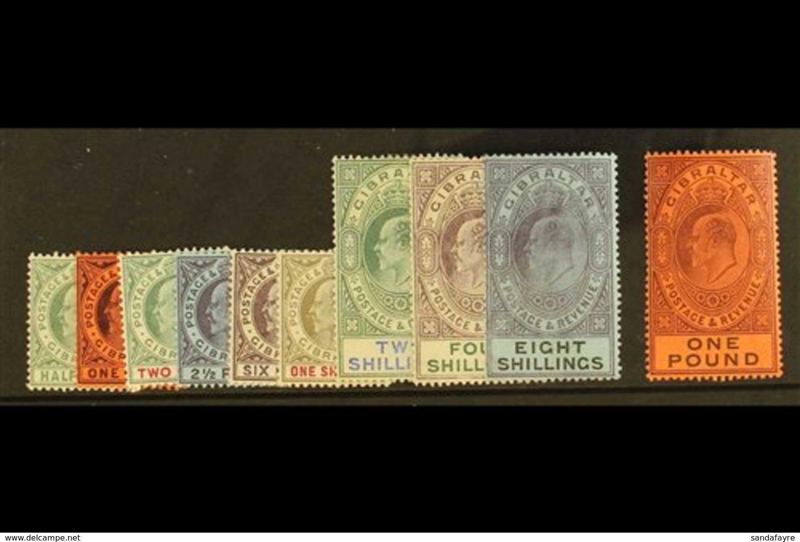 1903 King Edward VII Complete Definitive Set, Watermark Crown CA, SG 46/55, Fine Mint, The £1 Is Superb. (10 Stamps) For - Gibraltar