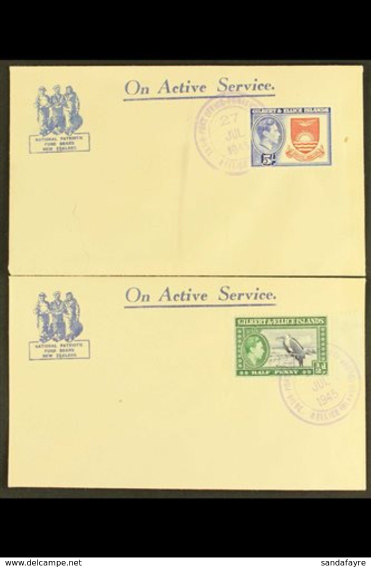 1945 (July) Series Of Twelve Printed On Active Service National Patriotic Fund Board New Zealand Unaddressed Envelopes,  - Gilbert- En Ellice-eilanden (...-1979)