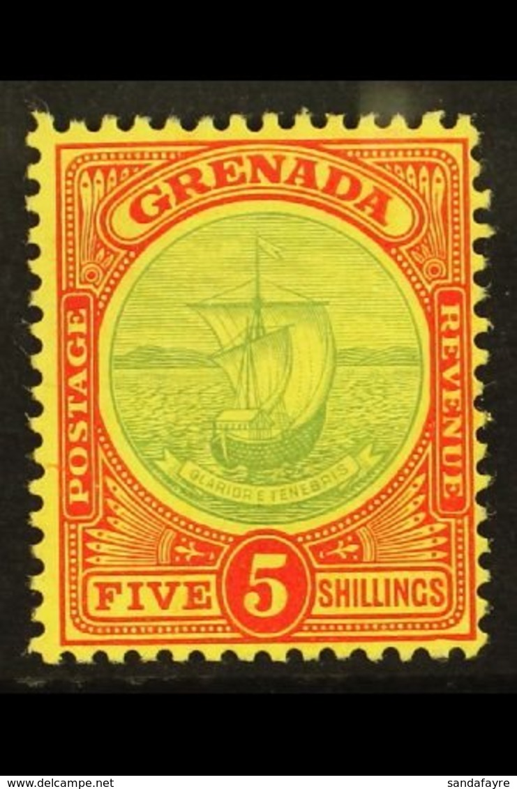 1908-11 5s Green And Red On Yellow Badge, SG 88, Fine Mint.  For More Images, Please Visit Http://www.sandafayre.com/ite - Grenade (...-1974)