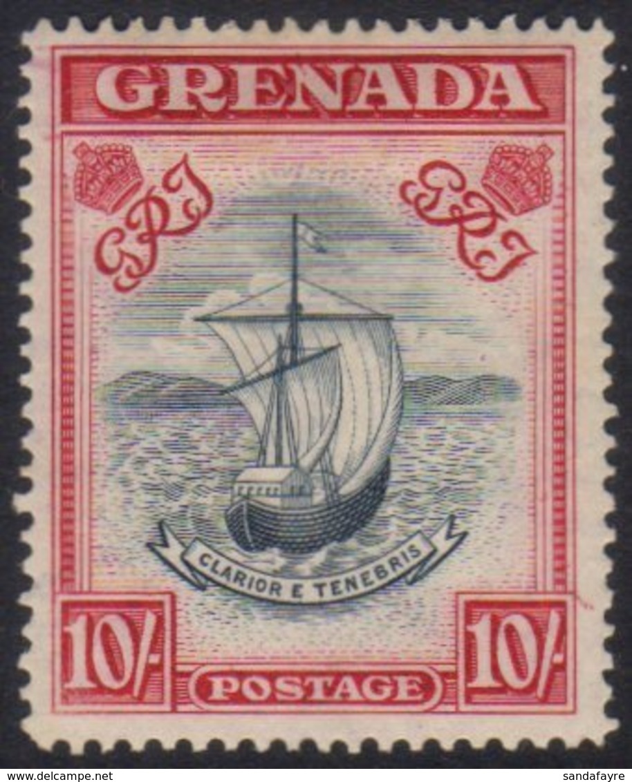 1938-50 10s Slate-blue & Bright Carmine (narrow) Perf 14, SG 163b, Very Fine Mint For More Images, Please Visit Http://w - Grenada (...-1974)