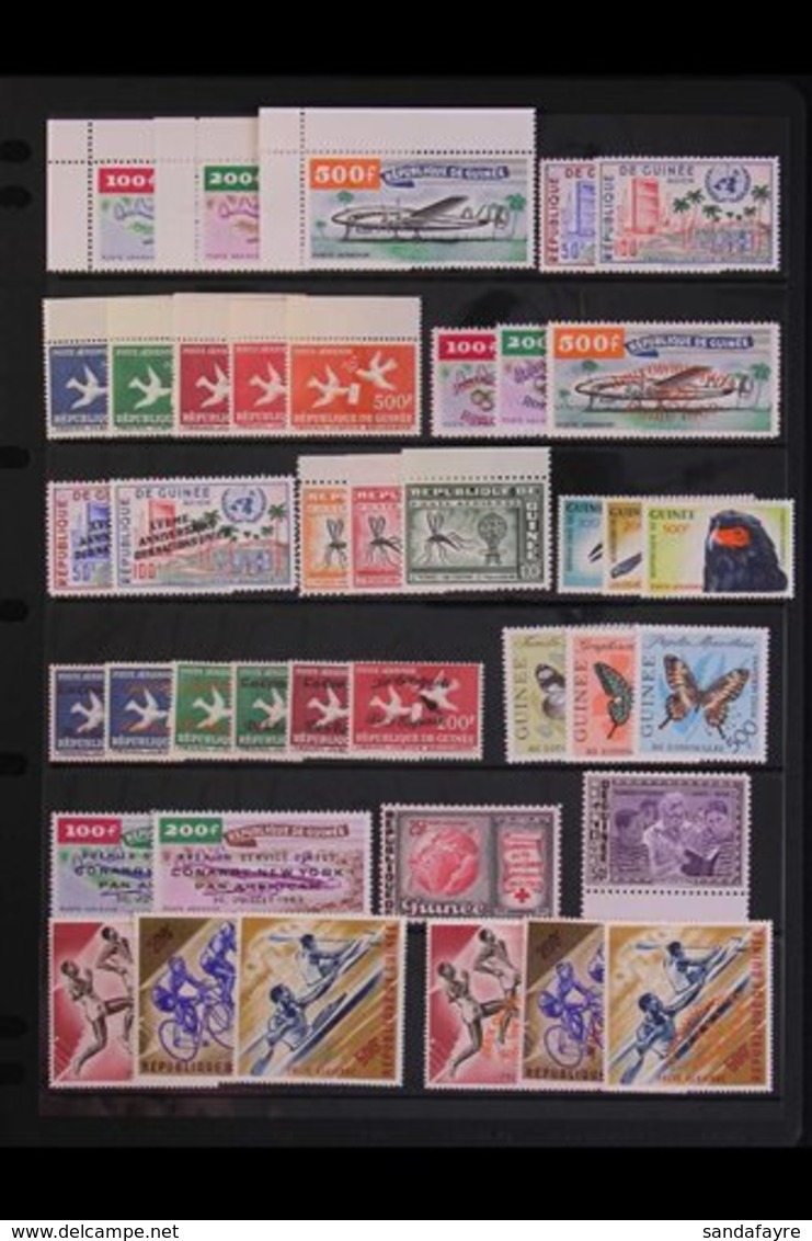 1959-1968 AIR POST ISSUES. SUPERB NEVER HINGED MINT COLLECTION On Stock Pages, All Different, Includes 1959 Aircraft Set - Guinee (1958-...)