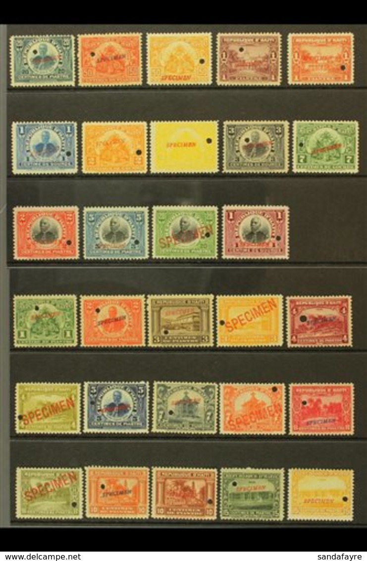 1906-1913 SPECIMEN OVERPRINTS. 1906-13, 1906-10 & 1910 Pictorials Complete Sets (Scott 125/44, 145/49 & 162/65, SG 132/4 - Haiti