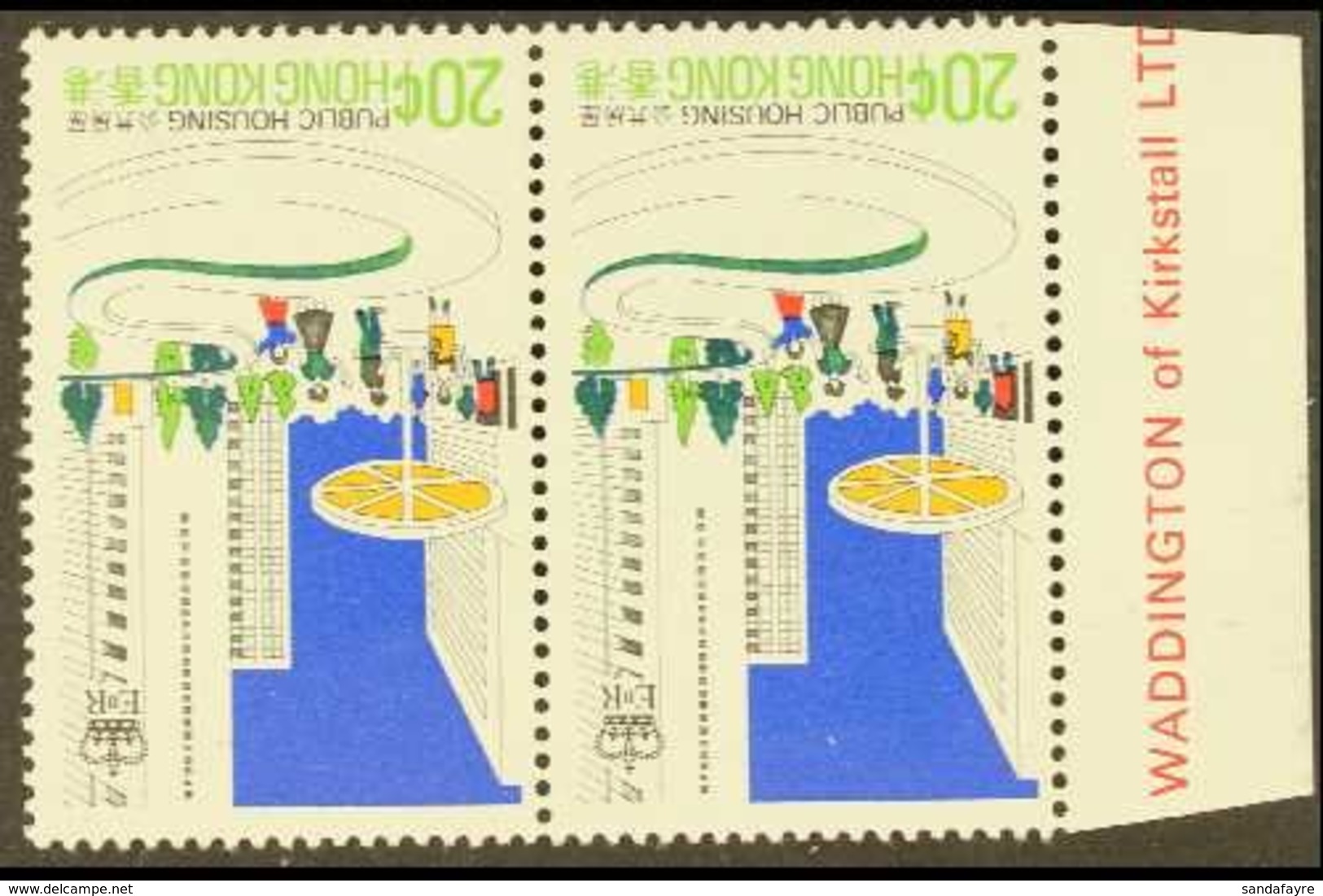 1981 RARE VARIETY PAIR. 20c Public Housing WATERMARK INVERTED Variety, SG 402w, Fine Never Hinged Mint Marginal Horizont - Andere & Zonder Classificatie