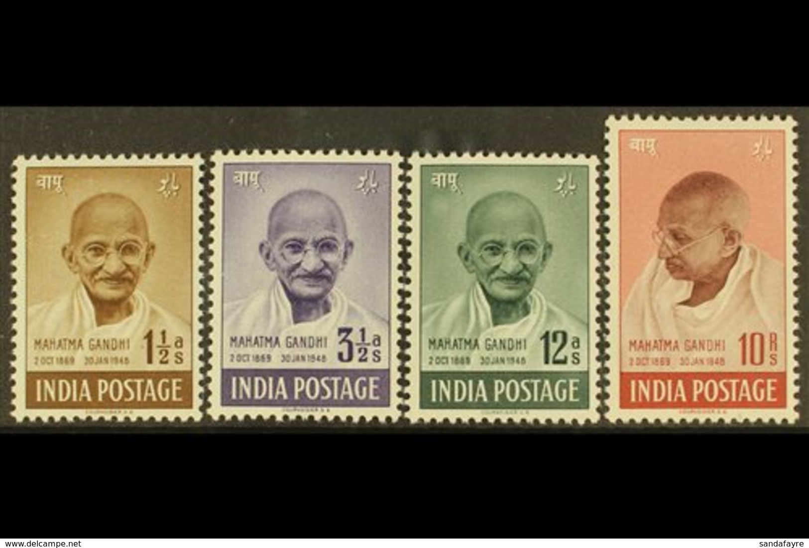 1948 First Anniversary Of Independence, Gandhi Complete Set, SG 305/8, Mint, Fresh Appearance (4). For More Images, Plea - Altri & Non Classificati