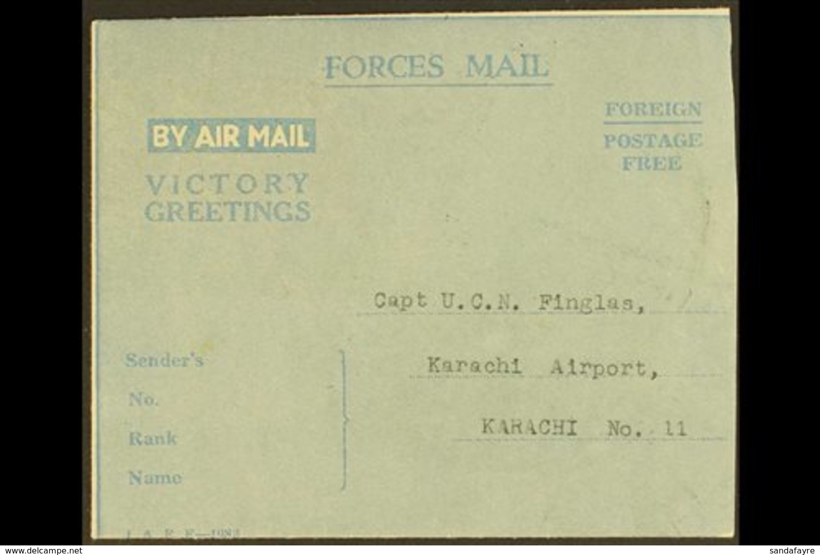 BRITISH MILITARY FORCES VICTORY AEROGRAMME 1946 Illustrated 'Victory Greetings' Air Letter, Kessler 196, Fine Used, Addr - Altri & Non Classificati