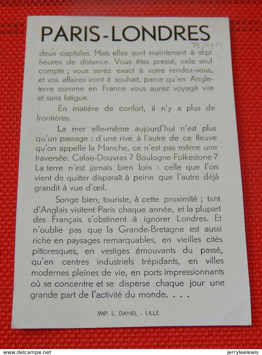 PUBLICITE  ART DECO-  - " Vers L'Angleterre "  - Chemin De Fer Du Nord : Boulogne - Folkestone - Publicité