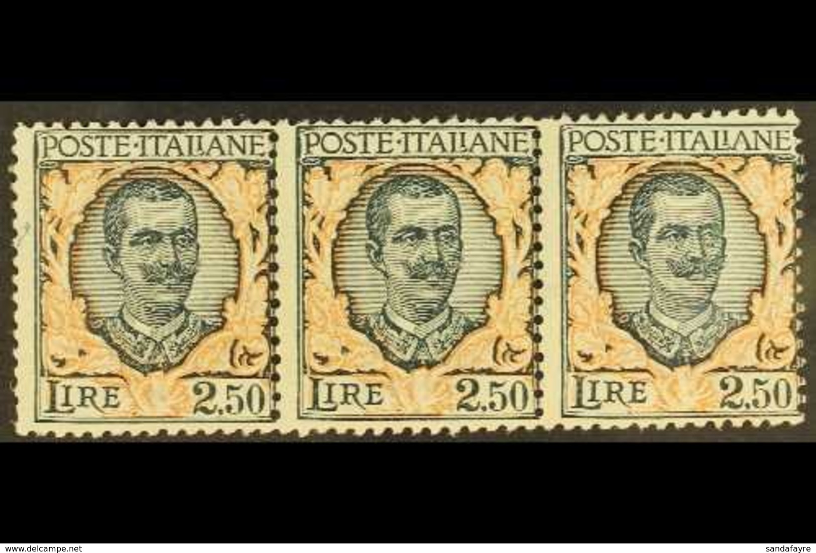 1926 2.50L Dark Green & Orange, Horizontal STRIP OF THREE, Sassone 203, Mi 243, Never Hinged Mint. For More Images, Plea - Unclassified