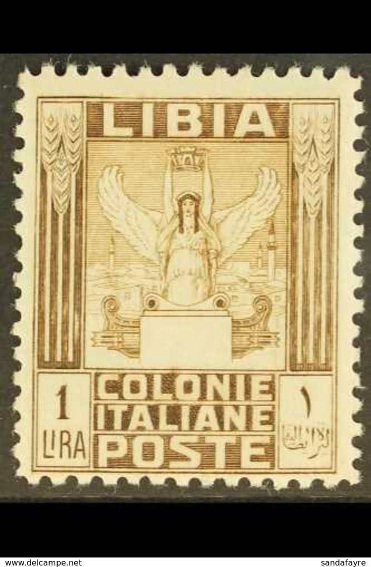 LIBYA 1926-30 1L Brown No Watermark Perf 11 (Sassone 65, SG 58a), Fine Mint, Very Fresh. For More Images, Please Visit H - Autres & Non Classés