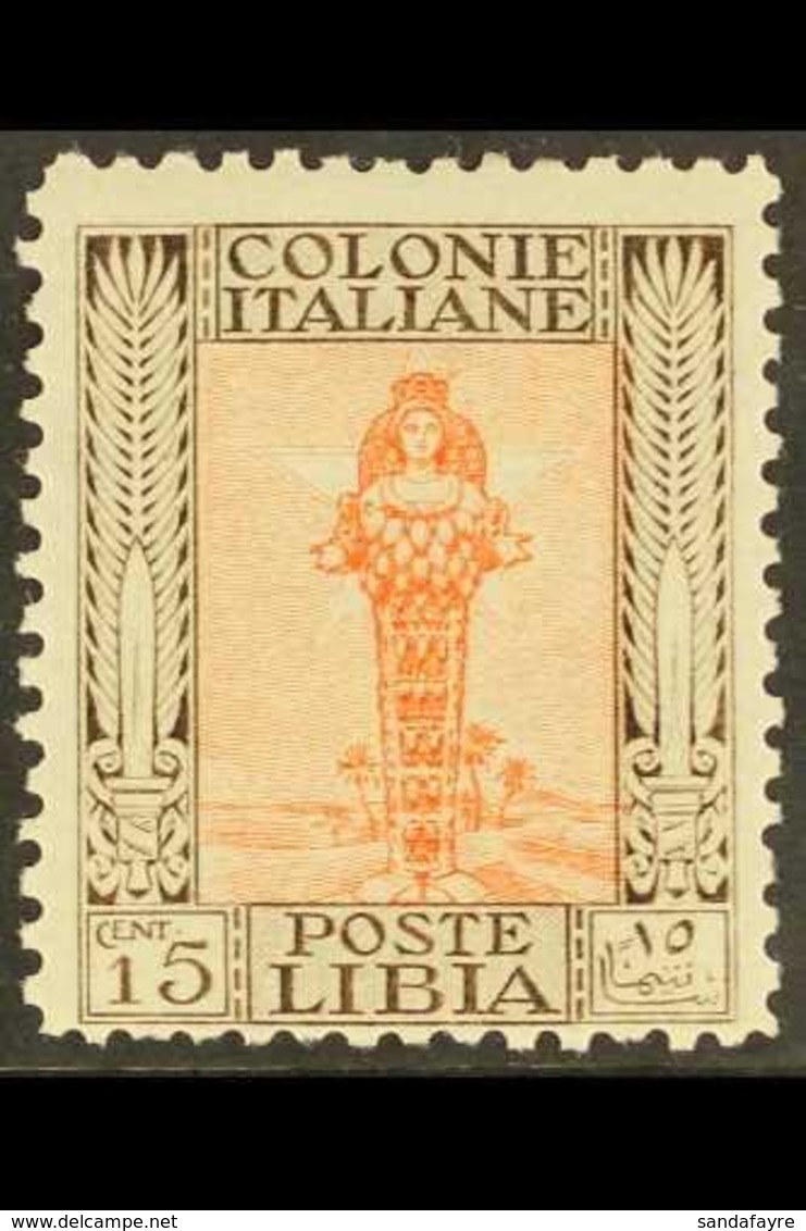 LIBYA 1926-30 15c Orange & Sepia No Watermark Perf 11 (Sassone 62, SG 52a), Mint, A Few Shortish Perfs At Bottom, Very F - Autres & Non Classés
