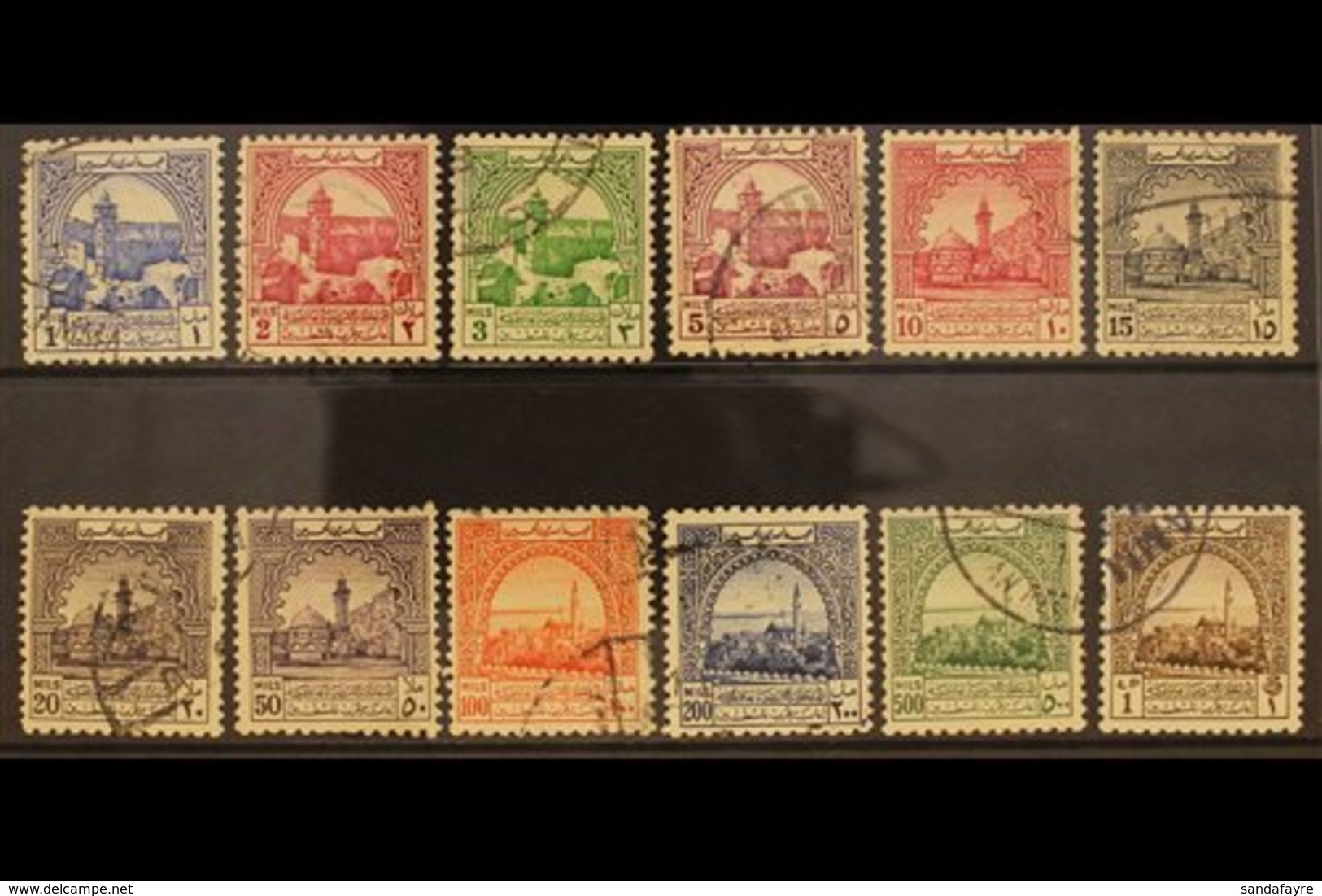 OBLIGATORY TAX 1947 No Wmk "Mosque" Set, SG T264/275, Fine Used (12 Stamps) For More Images, Please Visit Http://www.san - Jordanië