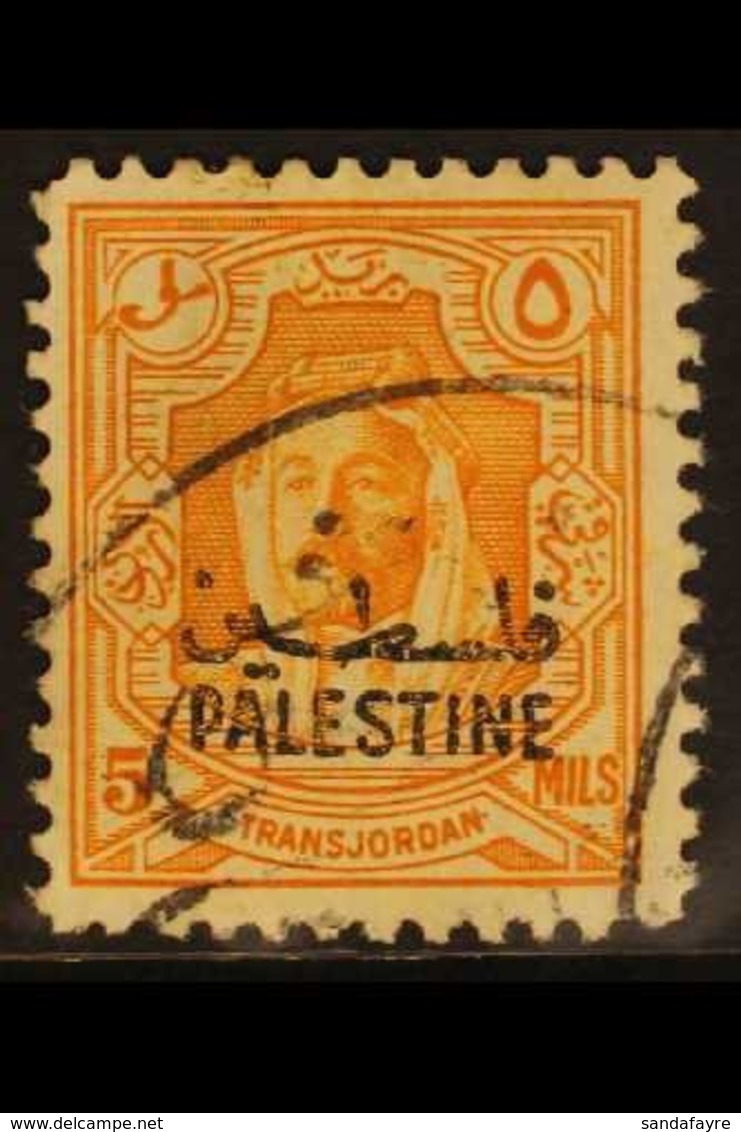 OCCUPATION OF PALESTINE 1948 5m Orange "Opt'd In Black" Variety, SG P6c, Fine Used For More Images, Please Visit Http:// - Jordanië