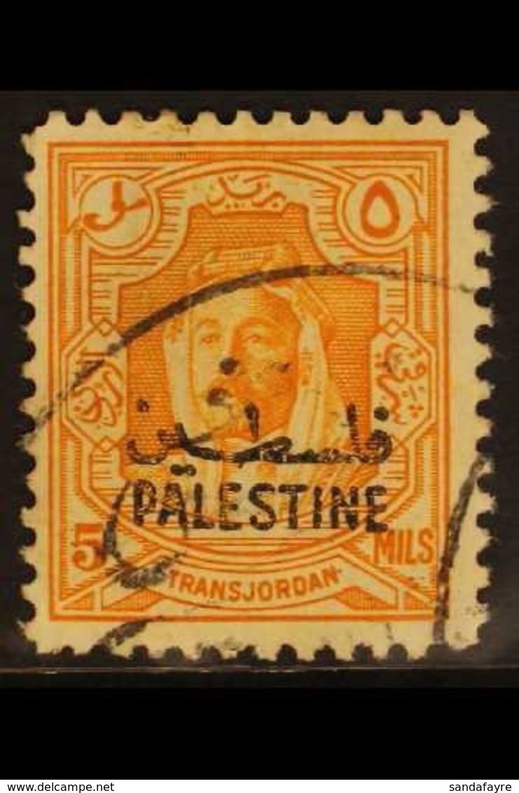 OCCUPATION OF PALESTINE 1948 5m Orange "Opt'd In Black" Variety, SG P6c, Fine Used For More Images, Please Visit Http:// - Jordanie