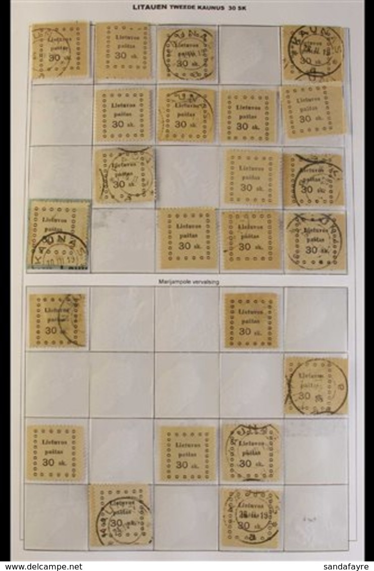 1919 KAUNAS PROVISIONAL ISSUES, SPECIALISED. A Collection Of The 1st, 2nd & 3rd Kaunas Printings Arranged By Value As Pa - Lituanie