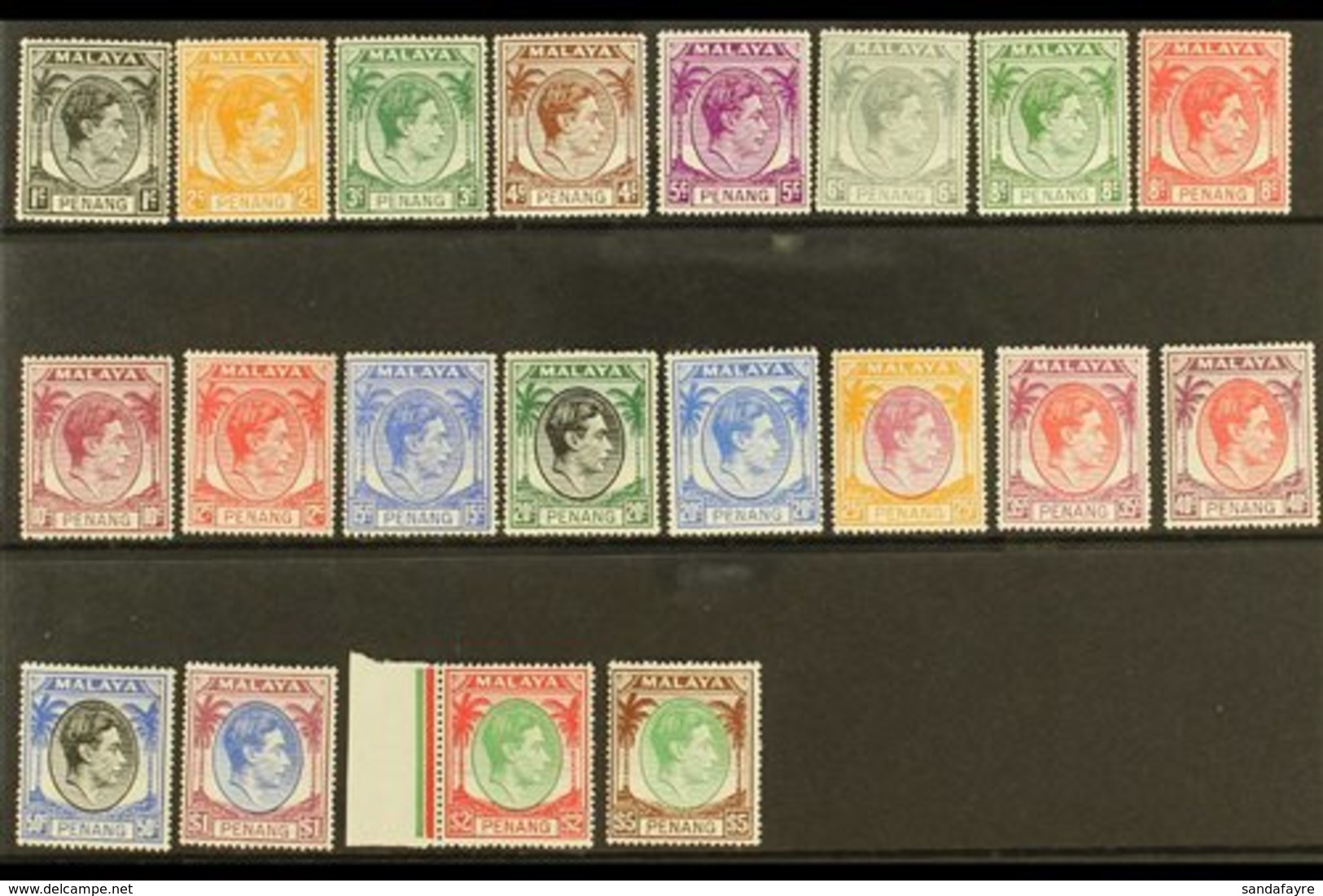 PENANG 1949-55 Complete KGVI Set, SG 3/22, Superb Never Hinged Mint. (20 Stamps) For More Images, Please Visit Http://ww - Andere & Zonder Classificatie